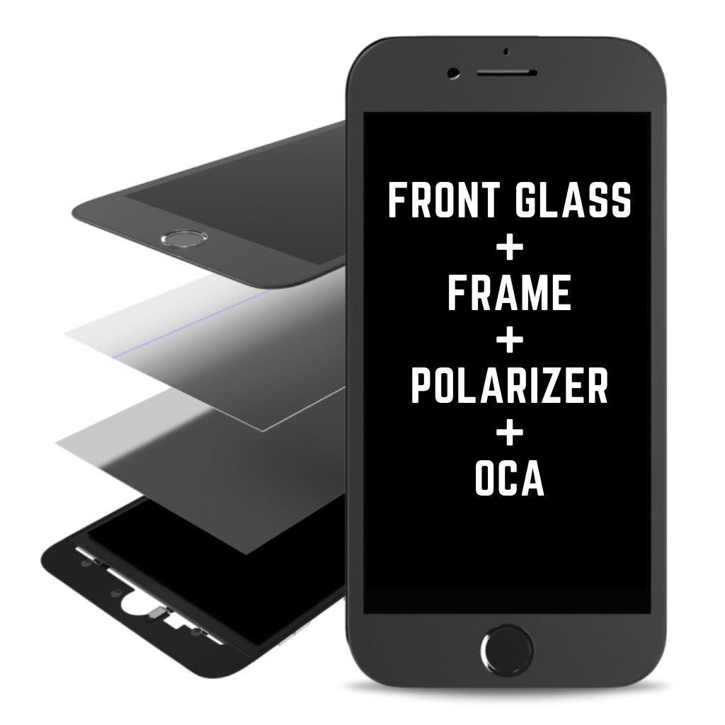 Front Glass with OCA + Polarizer + Frame for iPhone 7 (Black) - iRefurb-Australia